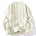 thumbnail image 4 of JTieacloth Winter Warm Sweaters Men Crew Neck Loose Thick Pullover Sweater Sweater Casual Base(White), 4 of 5