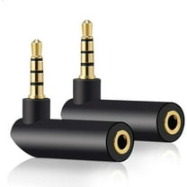 2-Pack 3.5mm Right Angle Male to Female Audio Adapter - 90 Degree Gold-Plated TRS Stereo Jack for Headsets, Tablets, MP3 Players, Game Controllers, Speakers