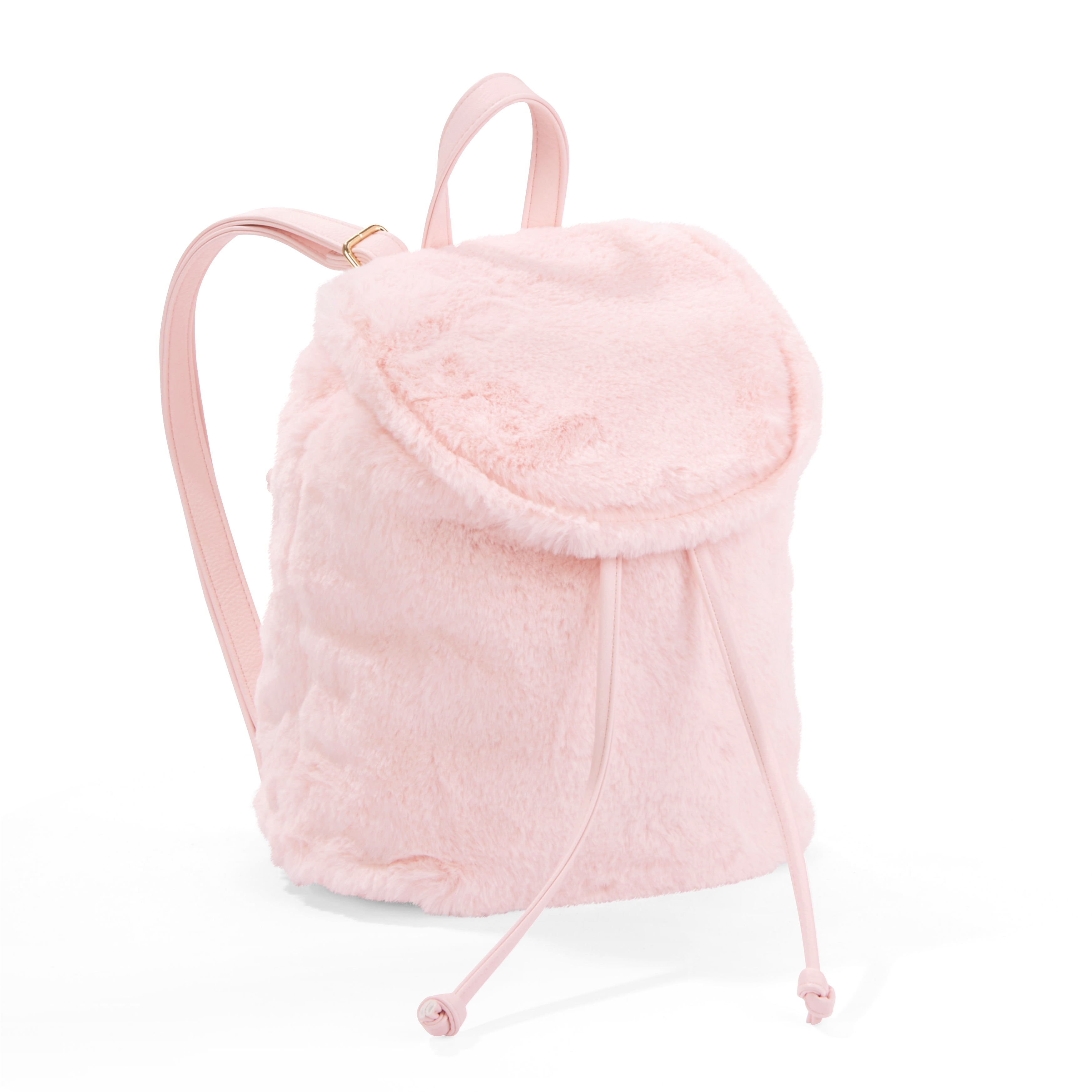 pink fuzzy mini backpack