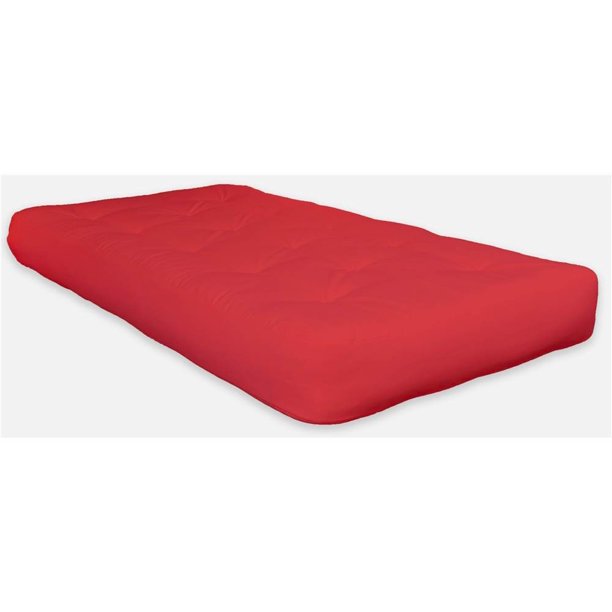 8 in. Double Foam Futon Mattress in Red (Twin 75 in. L x 39 in. W x 8