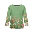 thumbnail image 4 of Abcomgle Long Sleeve Shirts for Girls 10-12 Casual Vintage Floral Print Crewneck Tee for Girls Spring Basic Top for Girls Cotton Girls Tunic Tops,2-3Years,Green, 4 of 5