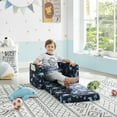 thumbnail image 4 of Ulax Furniture Children Sofa Chair to Lounger 2-in-1 Flip Open Convertible Kids Couch/Sleeper for Kids (Navy Dinosaur), 4 of 11