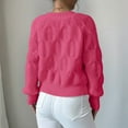 thumbnail image 3 of Women'S Crochet Cardigan V Neck Long Sleeve Decorated Button Down Knit Sweater Tops Rose Red S, 3 of 7