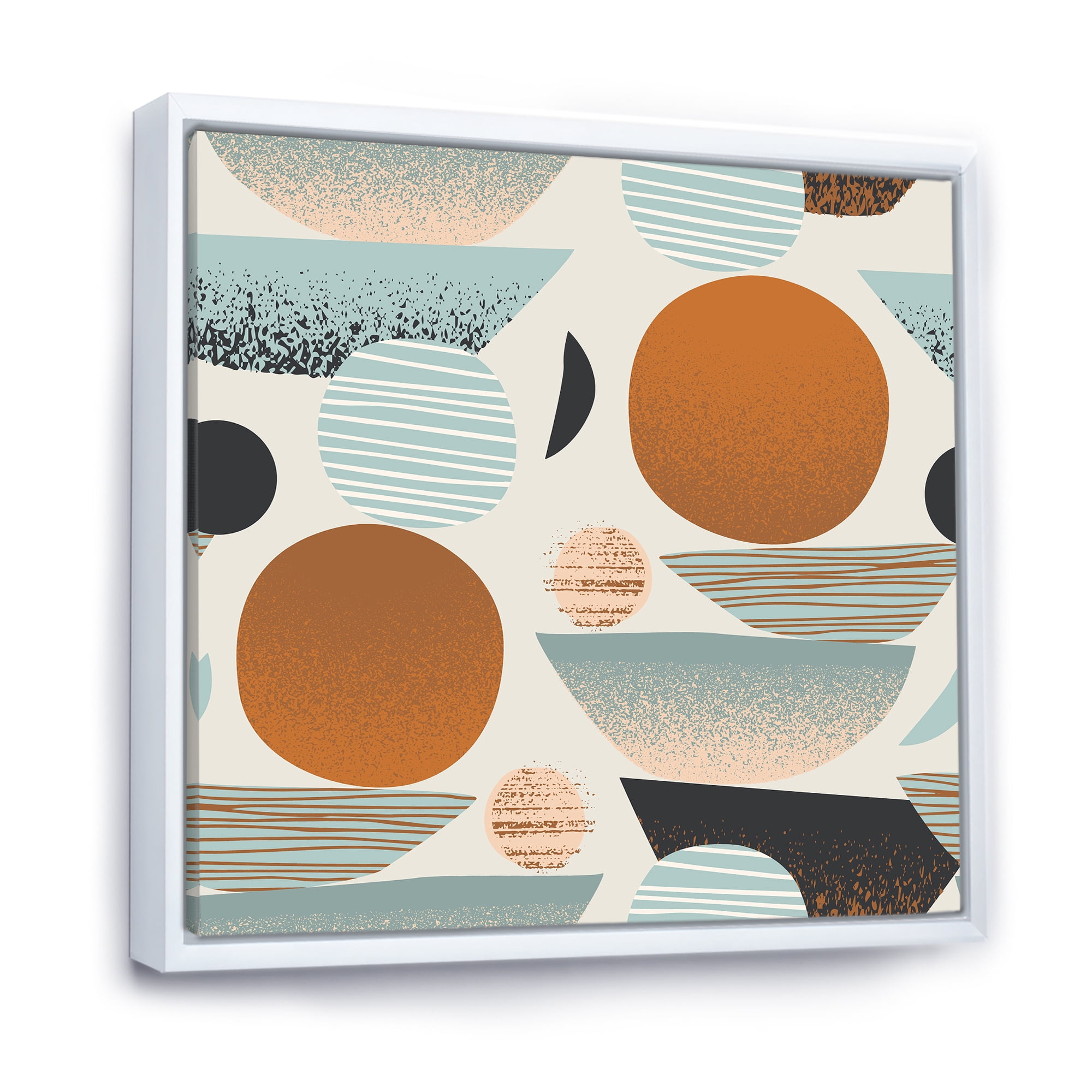Designart 'Retro Shapes With Abstract Moons and Suns I' Modern Framed Canvas Wall Art Print