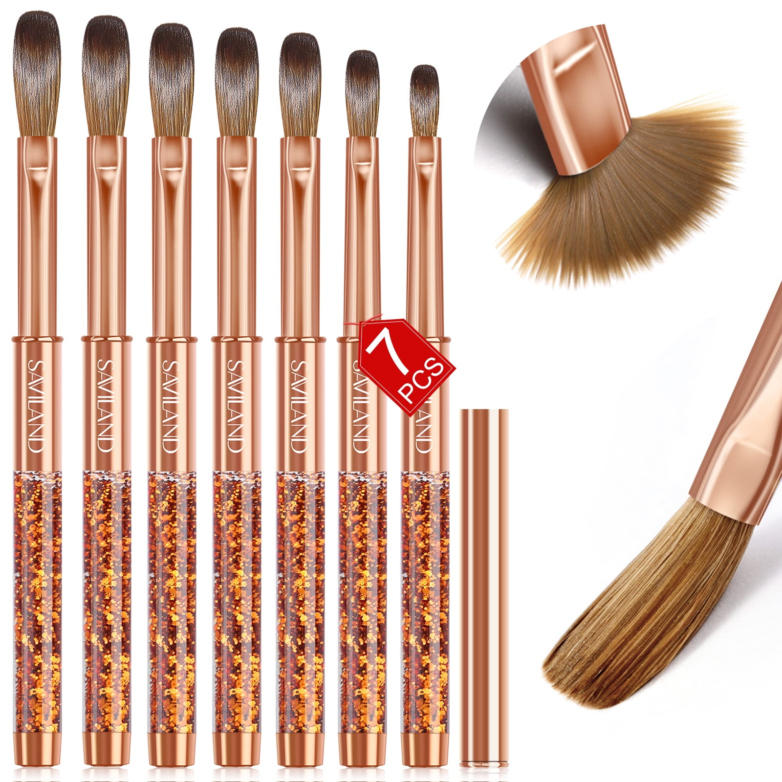 Saviland 7Pcs Acrylic Nail Brushes Set Professional Acrylic Nail Art