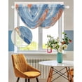 thumbnail image 3 of Orange Navy Blue Coral Sheer Waterfall Valance Curtains for Window, Summer Beach Coastal Ocean Ombre Rod Pocket Sheer Topper Swag Curtains for Living Room, Kitchen 38.5"W x 47.2"L, 3 Panels, 3 of 7