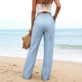 thumbnail image 4 of Linen Pants Women Summer Pleated Business Casual Dress Pants High Waisted Linen Trousers with Pockets Light Blue M, 4 of 4