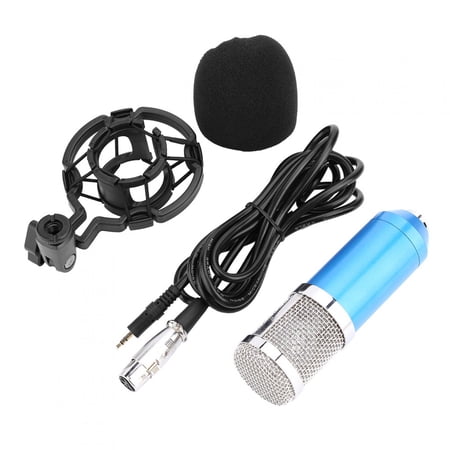 Suodoka Audio Condenser Microphone Studio Sound Recording Mic with Shock Mount, Blue and Silver, 7.87 inches / 20 cm