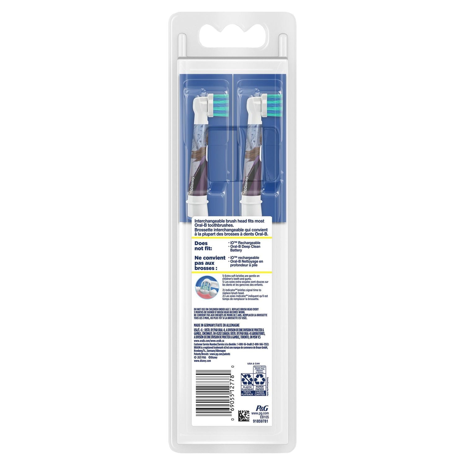 Oral-B Brossettes de Rechange Extra Souples pour Enfants à l'Effigie de Disney Frozen II