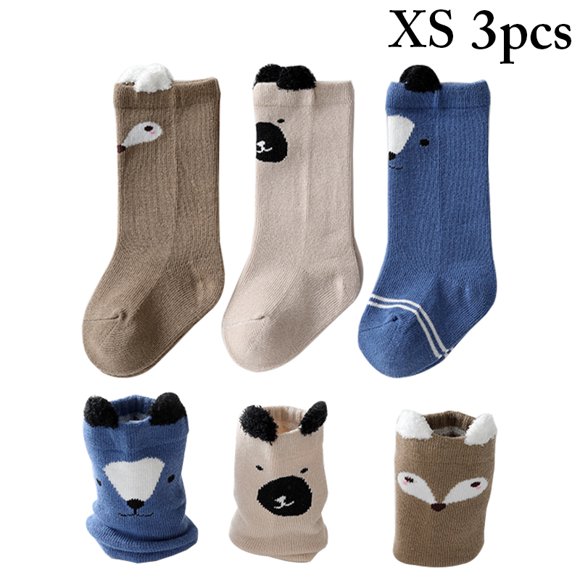 3 Pairs Newborn Knee High Socks Cute Fox Chicken Baby Socks Toddler Socks