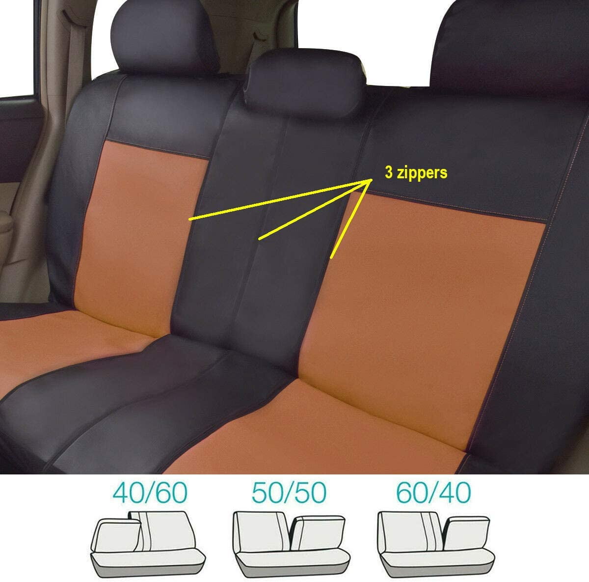 Flying Banner Car Seat Covers Protectors Full Set Synthetic Leather Full Set Brown