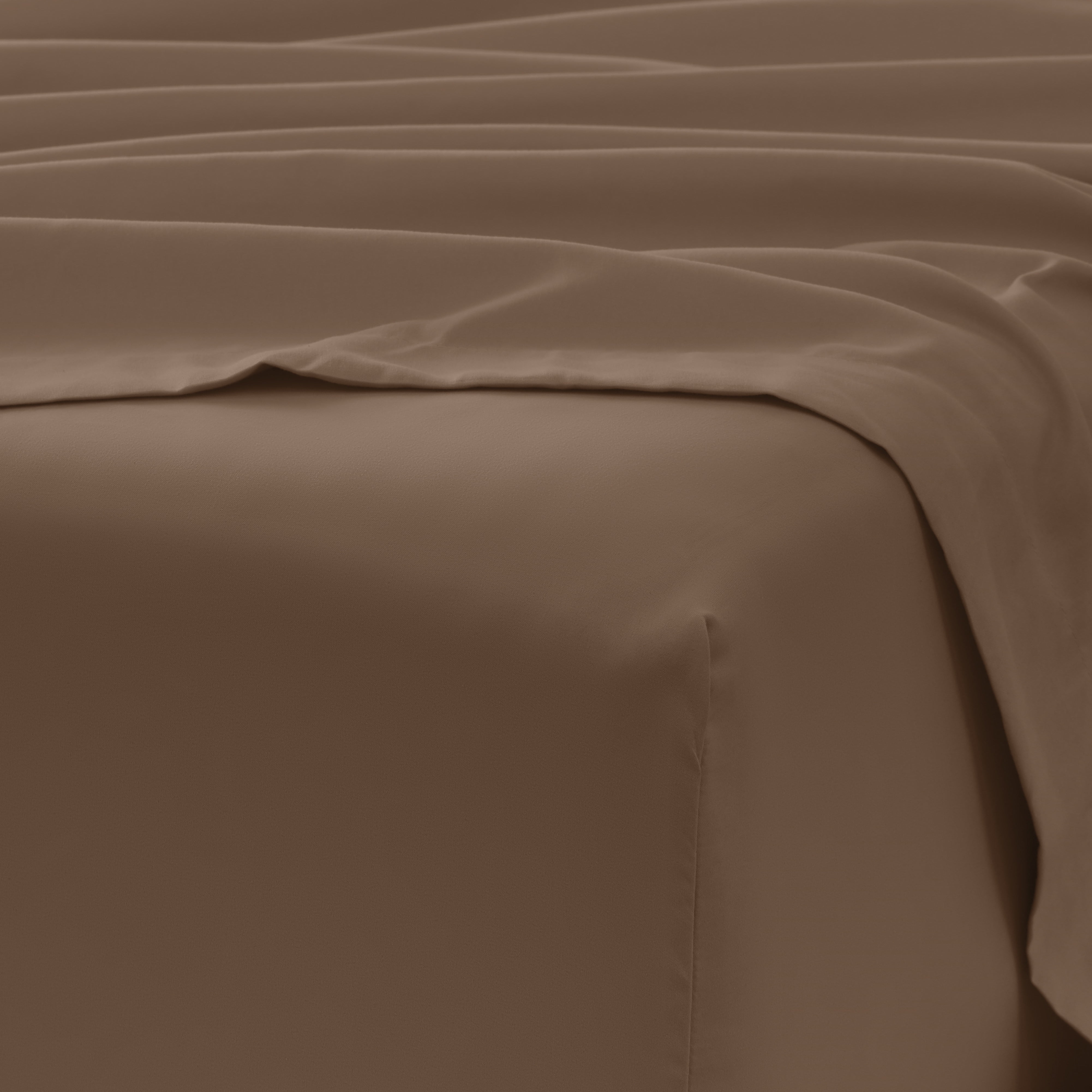 California King, Taupe Solid Microfiber 6 Piece Bed Sheet Set, by Noble Linens