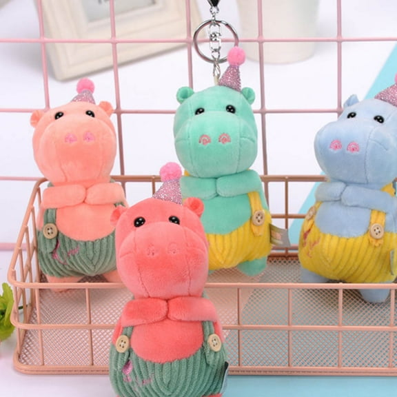 SILENRADAWN 1Pack Hippo Doll Toy Stuffed Animal Key Chain Plush Light Green 4.7x2.4x2.4in For Families