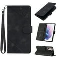 thumbnail image 1 of Feishell for Samsung Galaxy S21+ 6.7 inch Wallet Case with Wrist Strap,Flip Cover with Embossed Pattern PU Leather Kickstand Credit Card Slots Magnetic Clasp Folio Purse Phone Case,Black, 1 of 7
