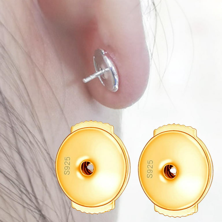Earring Backs Stopper Locking Jewelry Findings Secure Stoppers Earring Backs 6mm Golden, Women's