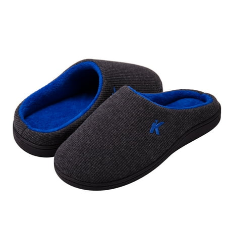 

MRULIC slippers for men Mens Slippers For Men Slip On Warm Shoes Soft Plush House Slippers Flip Flop mens slippers Blue + US:8.5