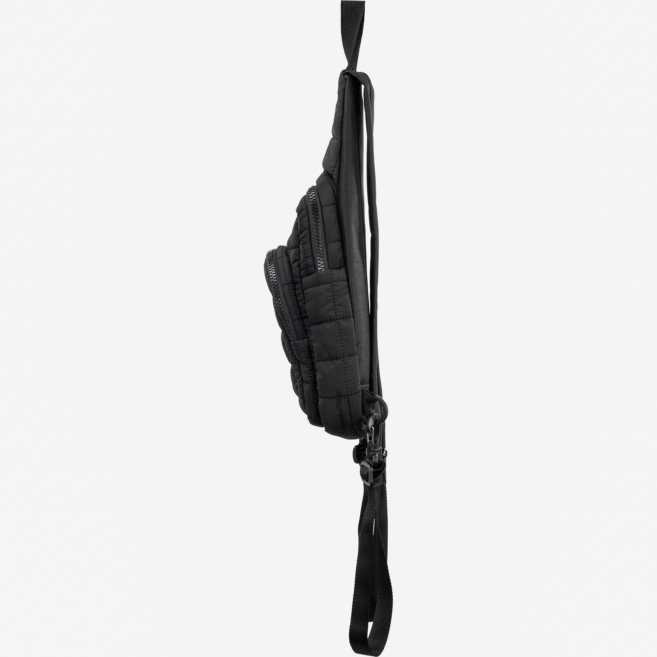 True Gear Quilted Polyester Convertible Crossbody Backpack for Women with Adjustable Straps, Black
