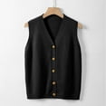 thumbnail image 2 of VNKIDY Women 's Knitted Sweater Vest Winter Warm Solid Color Relaxed Fit Cardigan Sleeveless Button Front Vest For Daily Wear Stylish Knitwear, 2 of 5