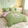 thumbnail image 2 of Manfei Cute Bowknot Goblet 7-Piece Twin Bedding,Pink Girly Bowtie Bedding Comforter Set,Pink Reversible, 2 of 7