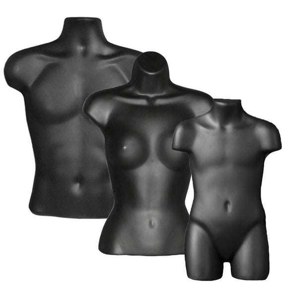 Male & Female Torsos w/Child 3/4 Form, Black