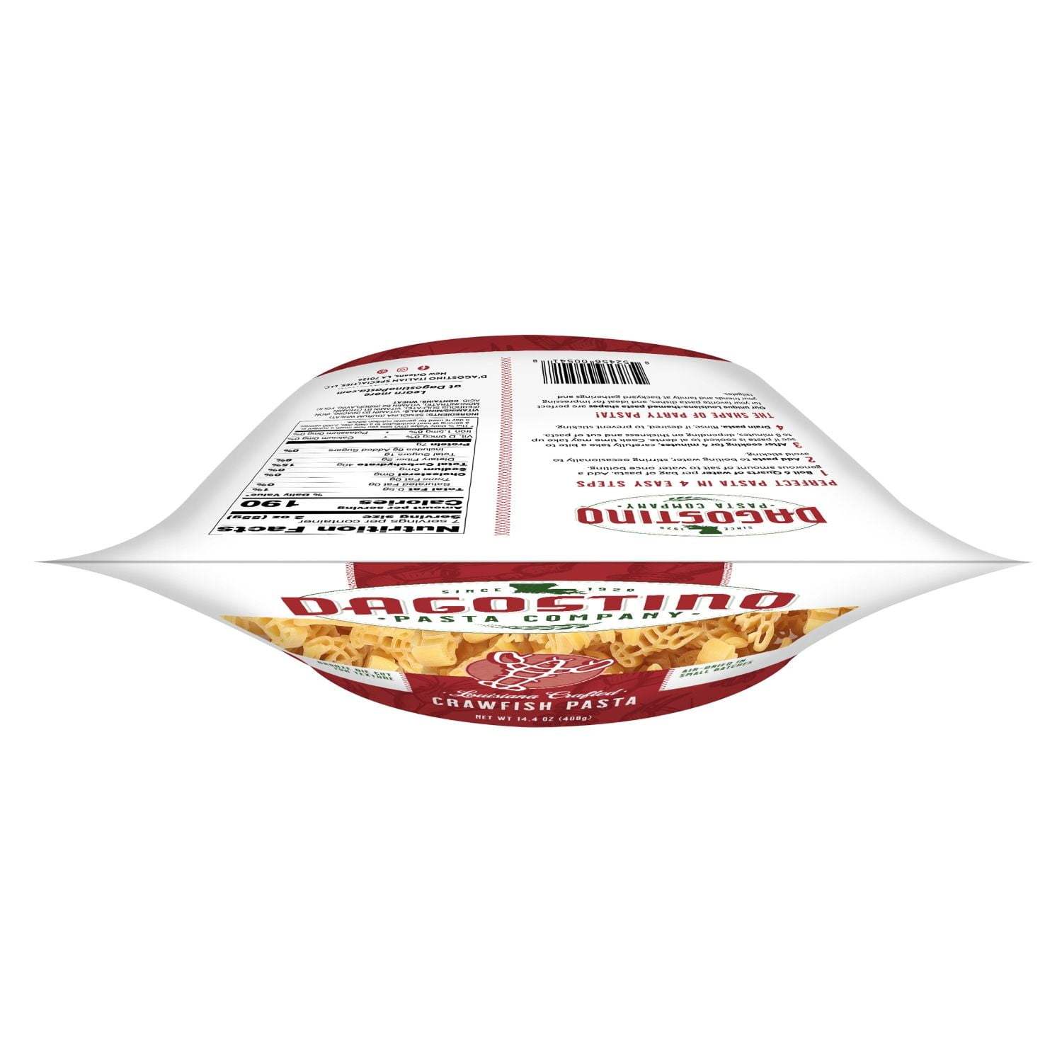 (2 pack) D'Agostino Crawfish Cut Pasta 14.4 oz, Authentic Creole-Italian, Shellfish-Free