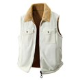 thumbnail image 2 of yuCgh Men's Reversible Fleece Vest, Double Sided Lambskin Collar Waistcoat, Color Contrast Zip Up Jacket for Warm Layering & Casual Style,White,M, 2 of 9