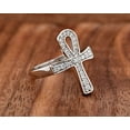 thumbnail image 3 of Eclet Jewels White Gold Over 14K Silver Diamond Ring - 0.7 Ct Round Brilliant Cut Diamond Ring - Ankh Statement Ring for Men's - Christian Cross Silver Diamond Ring for Women's - Valentine's Day Gift, 3 of 8