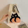 thumbnail image 1 of Mini Sac à Poignet Noué Mignon Sac Fourre-Tout Tricoté pour Femmes Sac à Main Poignée Décontractée Sac à Bandoulière Pochette pour Téléphone Clé Sac d'Étudiant Réutilisable, 1 of 5