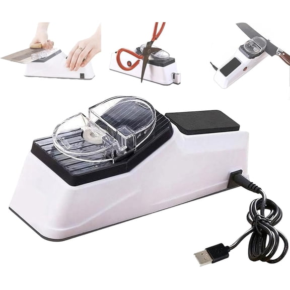 Electric Knife Sharpener Professional | Double Sided Electric Sharpener for Kitchen Knives with Quick Sharpening, Polishing & Stable Non-slip Base