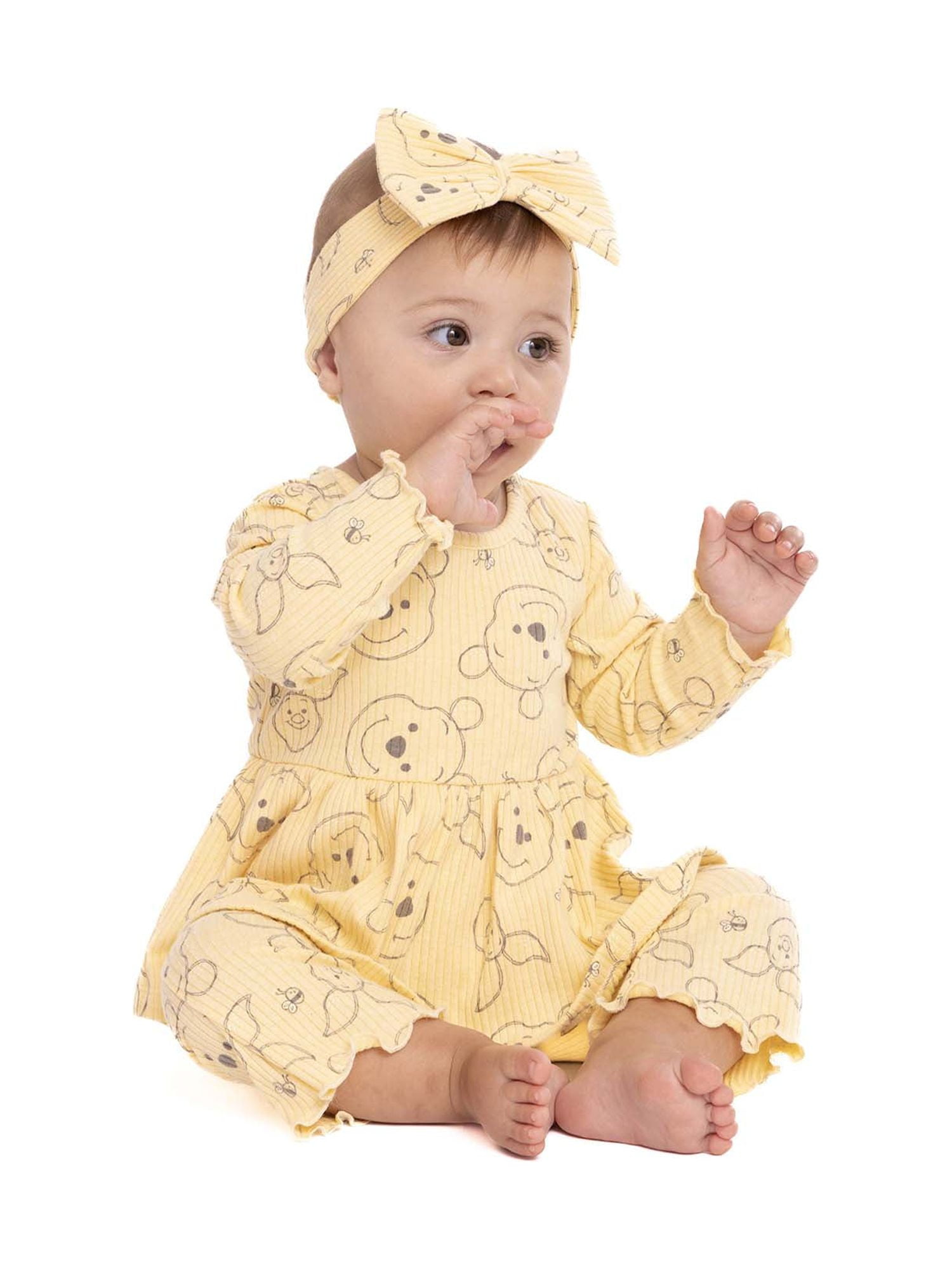 Disney Winnie the Pooh Baby Girls Top, Pants and Headband, 3-Piece Set, Sizes 0/3-24 Months
