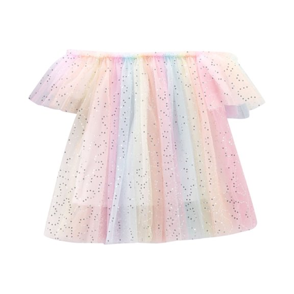 Coerni Toddler Baby Girl Tulle Tutu Dress Girls Sleeveless Rainbow Layered Tulle Dress Princess Birthday Parties Dress Outfit