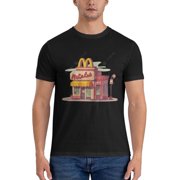 McdonaldS Logo MenS Basic Short Sleeve T-Shirt Fashionable Black Xx-Large