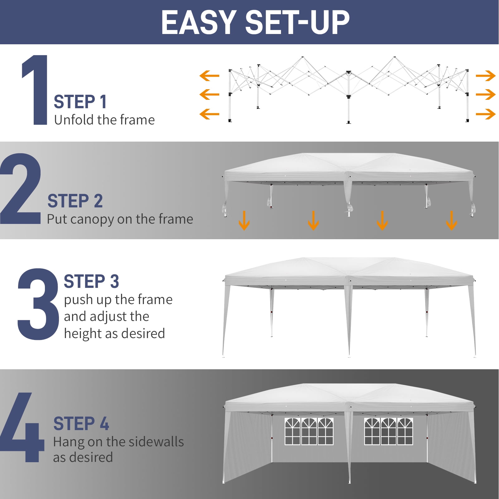 10x20ft Two Windows Waterproof Folding Canopy Tent White with Carry Bag