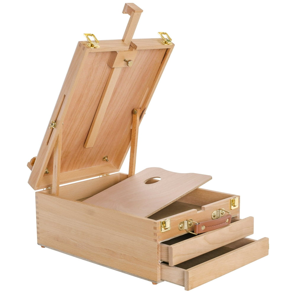 U.S. Art Supply Grand Cayman 2 Drawer Adjustable Wood Table Sketchbox