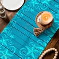 thumbnail image 3 of American Star Table Runner 70 Inches, Blue Red Patriotic 4th of July Cyan Wood Bed Runner Dresser Scarves Tabletop for Indoor Outdoor Parties/Ceremony/Banquet, 13" x 70", 3 of 9