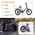 thumbnail image 4 of MOONCOOL Folding Electric Bike for Adults, 1200W 85Nm Motor , 48V 14Ah Battery, 20" Fat Tire Ebike w/ MIK Rack, Full Suspension, Hydraulic Disc Brakes, 7-Speed, Torque & Cadence Dual Sensor,20 MPH, 4 of 10