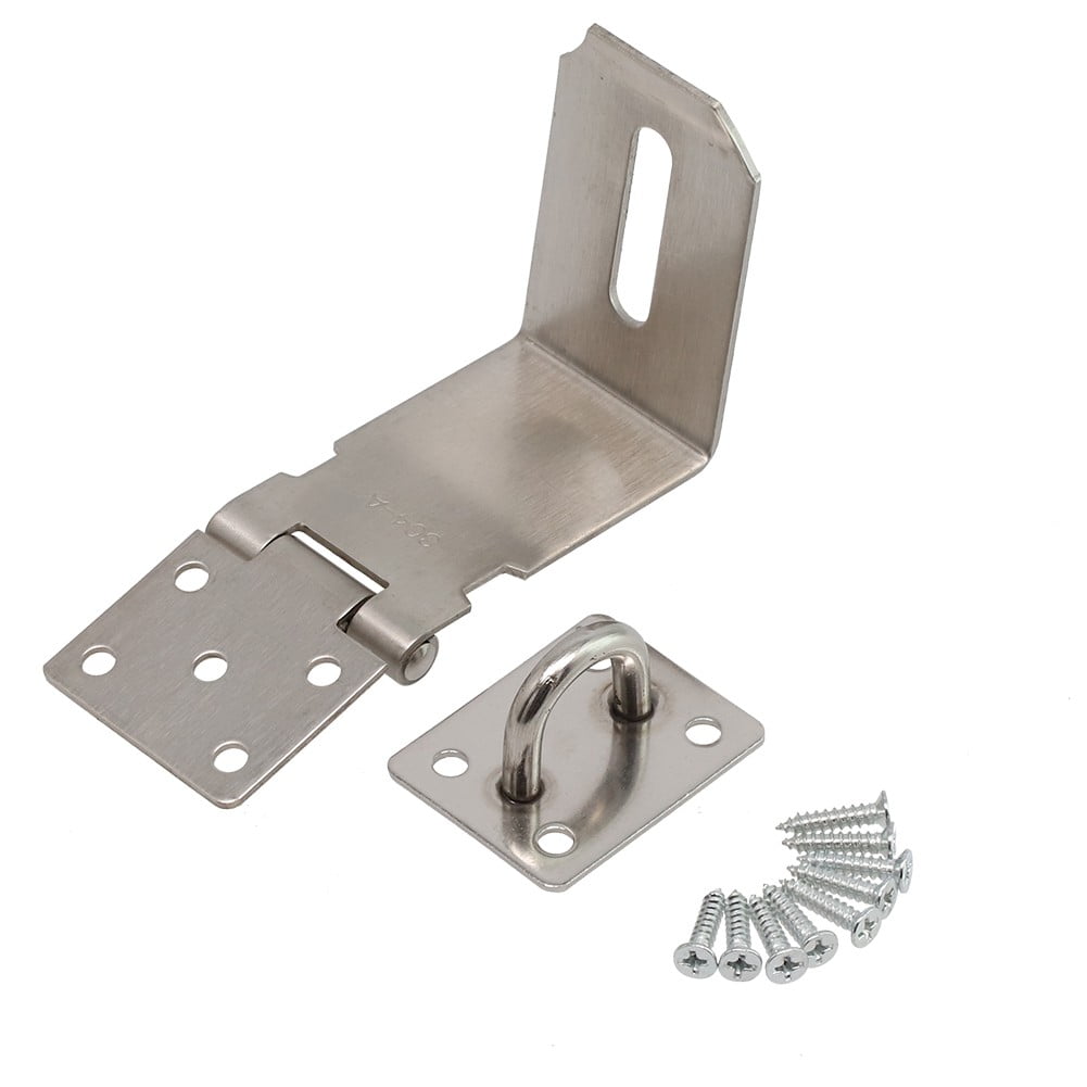 90 Degrees Latch Lock Hasp And Staple For Padlock Gate Door Shed Stainless Steel