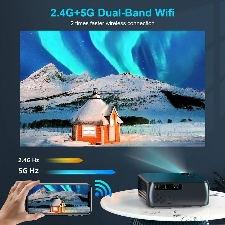 WiMiUS 1080P LED Home Theatre Projector with 5G Wifi