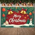 thumbnail image 3 of Traditional Christmas Merry Christmas Banner Festive Red Xmas Display Gold Bells Green Pine Christmas Backdrop for Christmas Party Holiday Decoration Home Indoor, 3 of 9