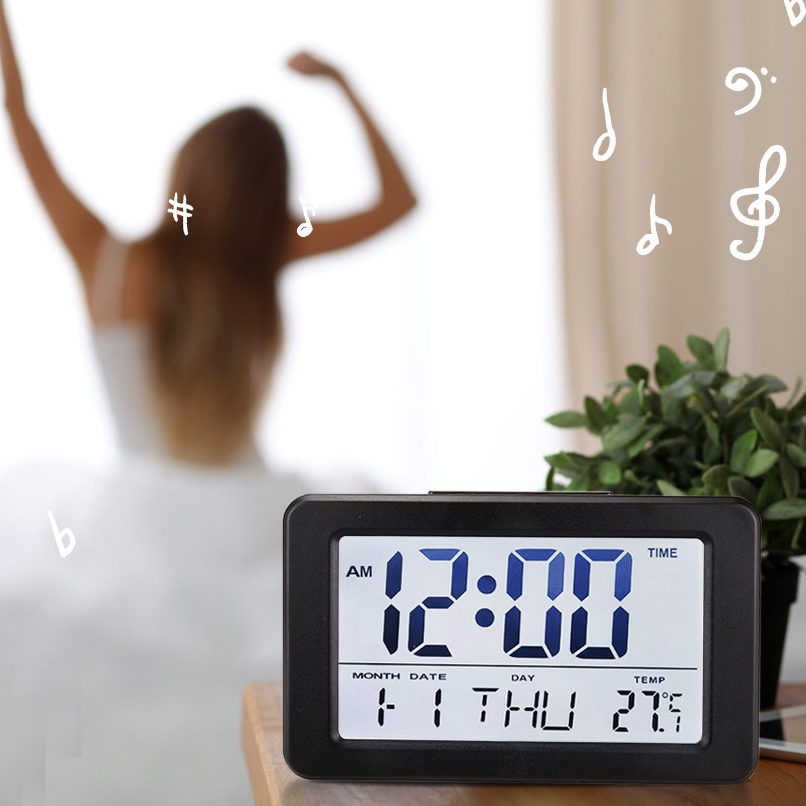 DagobertNiko Smart Night Light Digital Alarm Clock With Indoor