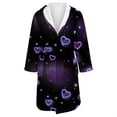 thumbnail image 4 of Women's Fleece Plush Robe Long Warm Plush Bathrobe Loungewear Jacket Printed Comfort Robe, 4 of 5