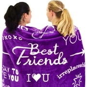 Best Friend Gift Blanket by ButterTree - Friendship Valentines Day Gifts (Purple Throw, 65" x 50")