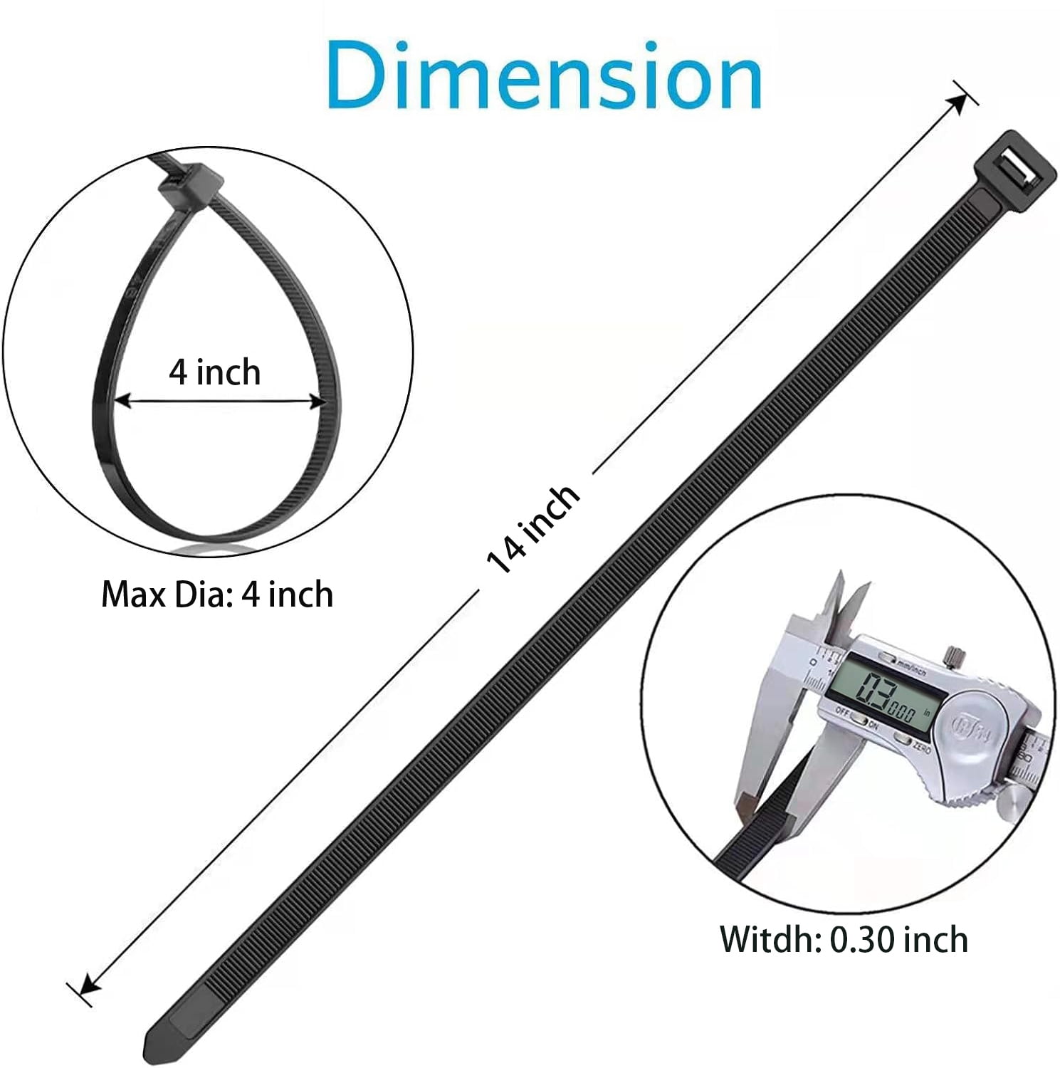 Phceily 100Pcs 14'' Black Zip Ties 120lb Heavy Duty Nylon Cable Ties UV Resistant Outdoor, Indoor