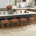 thumbnail image 2 of Costway Saddle Bar Stools Set of 4 with PU Leather Seat Solid Rubber Wood Frame Footrest, 2 of 8