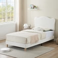 thumbnail image 1 of CazToi Cama tamaño Individual tapizada, cama suave de vellón de cordero, cama plataforma resistente con listones de madera, no necesita somier, 1 of 7