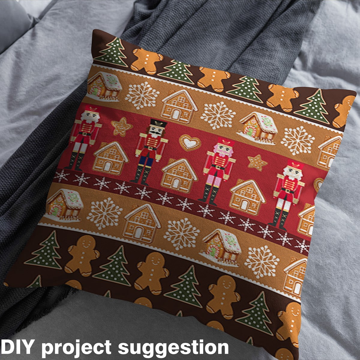 Castle Fairy Christmas Nutcracker Fabric by the Yard 3 Yards for Teens,Gingerbread Man Sewing Fabric,Happy New Year Fabric for Sewing,Super Cozy Room Decor