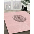 thumbnail image 3 of Ahgly Company Tapis Rond Lavable en Machine Intérieur Transitionnel Rose Corail Clair, 8 Pieds Rond, 3 of 7