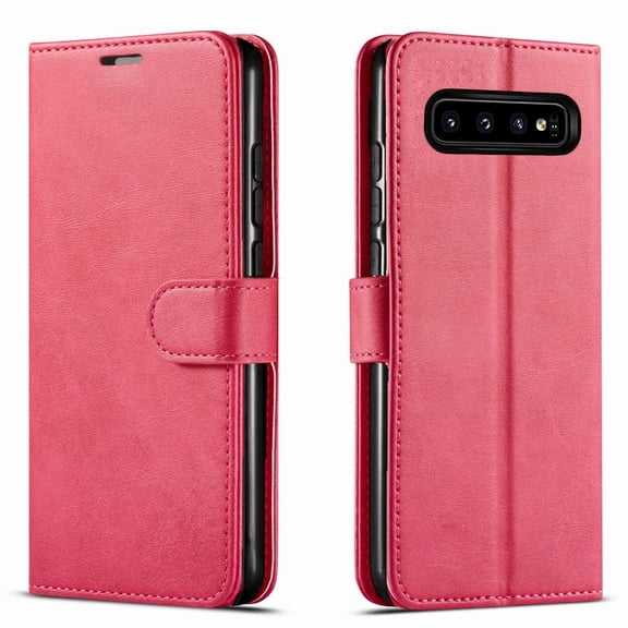Samsung Galaxy S10 Plus Case, [NOT FIT Samsung Galaxy S10E/ Galaxy S10 Phone], Included [Tempered Glass Screen Protector], Starshop Premium Leather Wallet Pocket Credit Card Slots-Pink