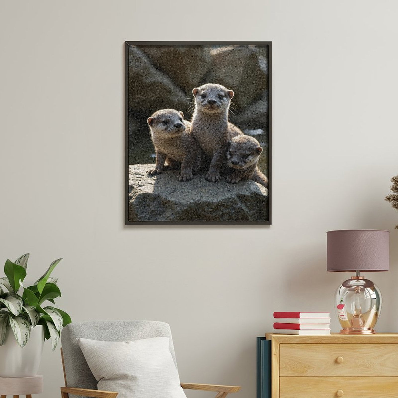 Paint by Numbers Kit for Adults, Playful Otter Trio On Rocks Paint by Numbers, Easy Paint by Numbers Kit for Adults Beginner, DIY Adult Paint by Number Kits on Canvas, 12x16in Home Decor