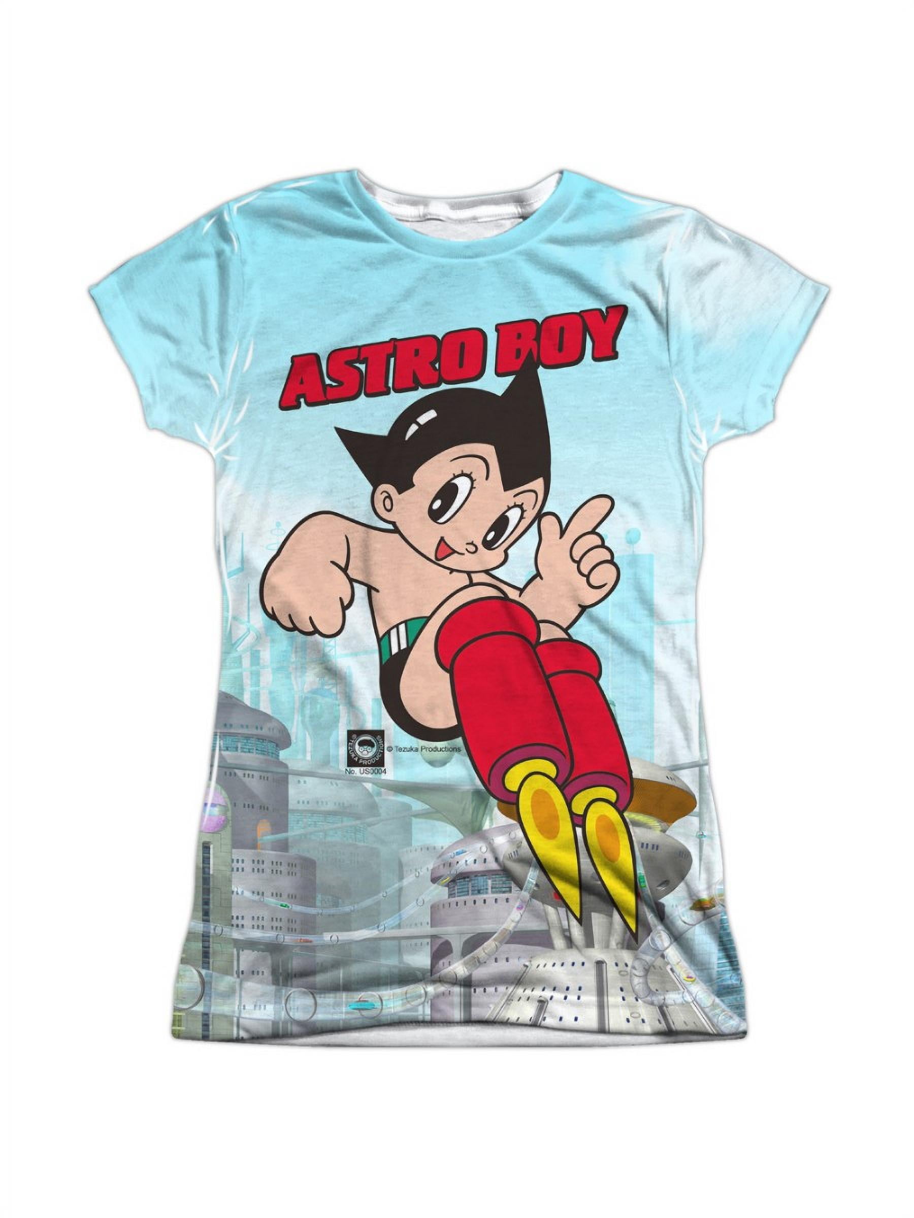 Astro Boy Anime Cartoon Show City Background Juniors Front/Back Print T-Shirt Astro Boy Anime Cartoon Show City Background Juniors Front/Back Print T-Shirt